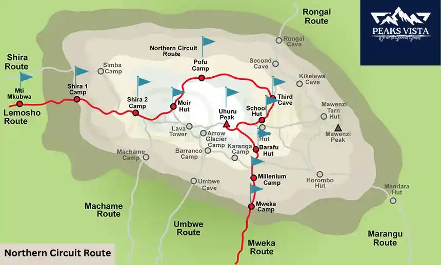 kilimanjaro northern circuit route map